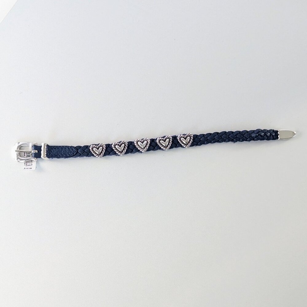 Brighton Navy Roped Heart Braid Bandit Leather Bracelet Adjustable Buckle NWT - Picture 8 of 8